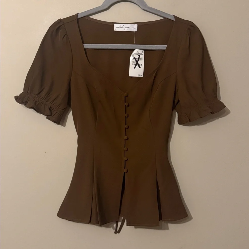 NWT- Petal & Pup Kameran Peplum Top, Chocolate, XS - Picture 7 of 12